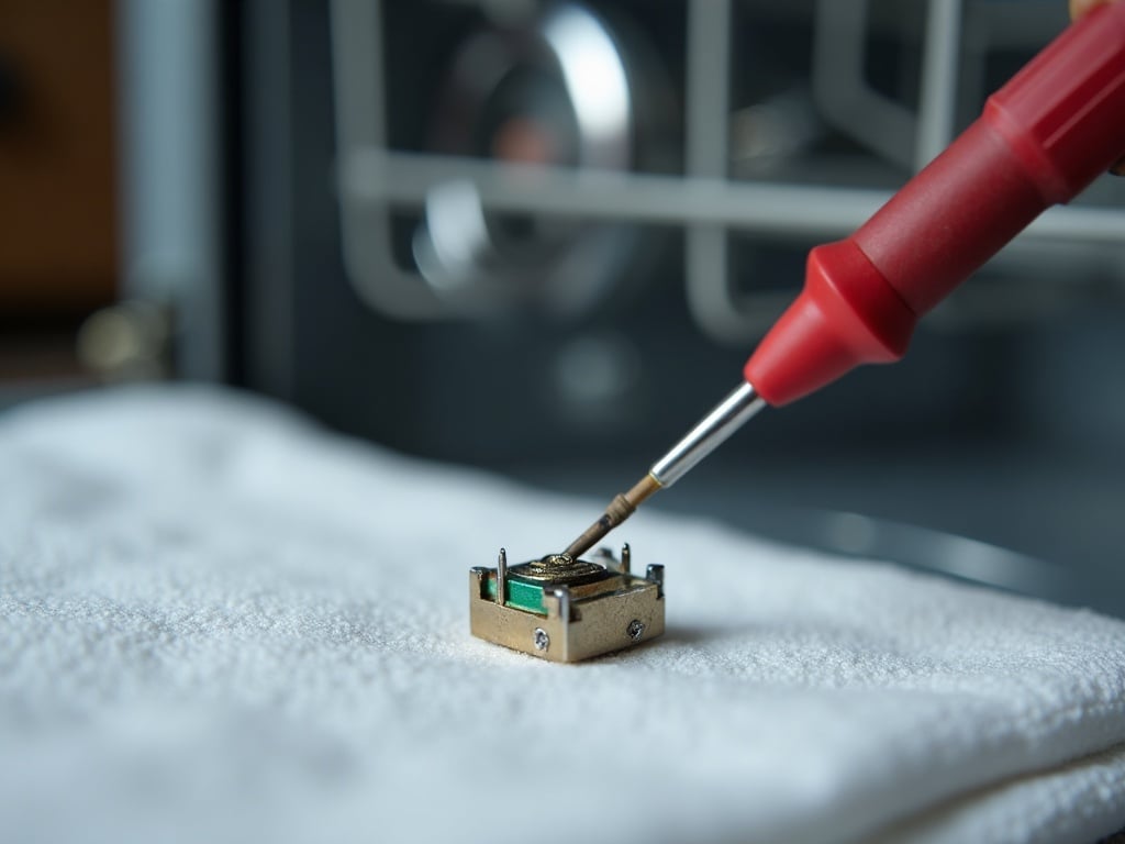 Open residential dishwasher showing the heating element at the bottom of the tub — a key component when diagnosing dishwasher water not hot enough issues