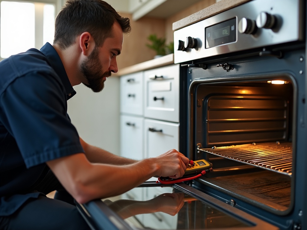 Oven Broiler Not Working — Is It the Element, the Igniter, or Something in the Control Board? A residential oven broiler element glowing during an oven broiler not working diagnostic inspection