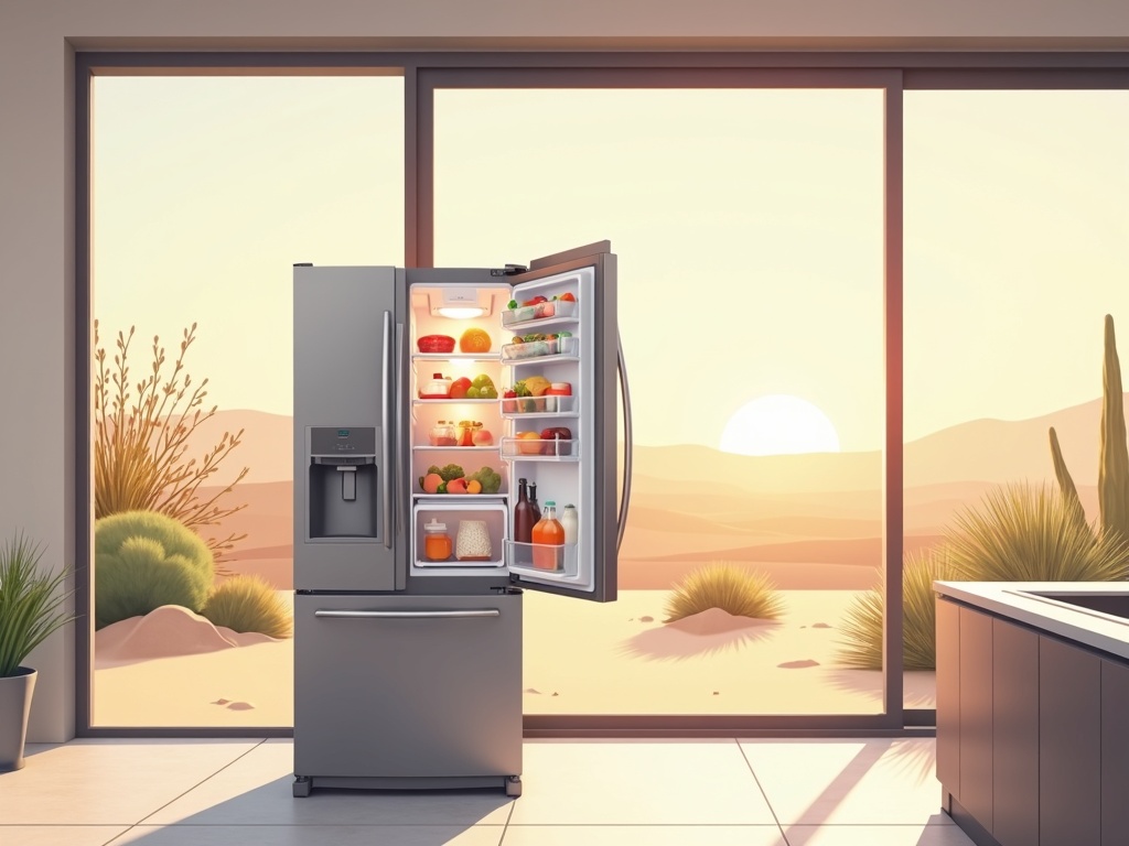 Avondale, AZ A repaired refrigerator ice maker in an Avondale AZ home kitchen after professional appliance repair service near Rancho Santa Fe