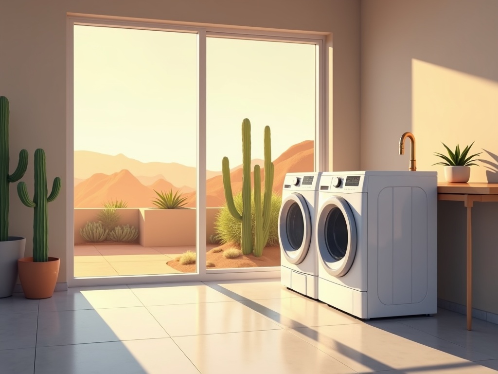 Appliance repair Cave Creek AZ service on a residential washer and dryer inside a spacious custom home laundry room near Schoolhouse Road