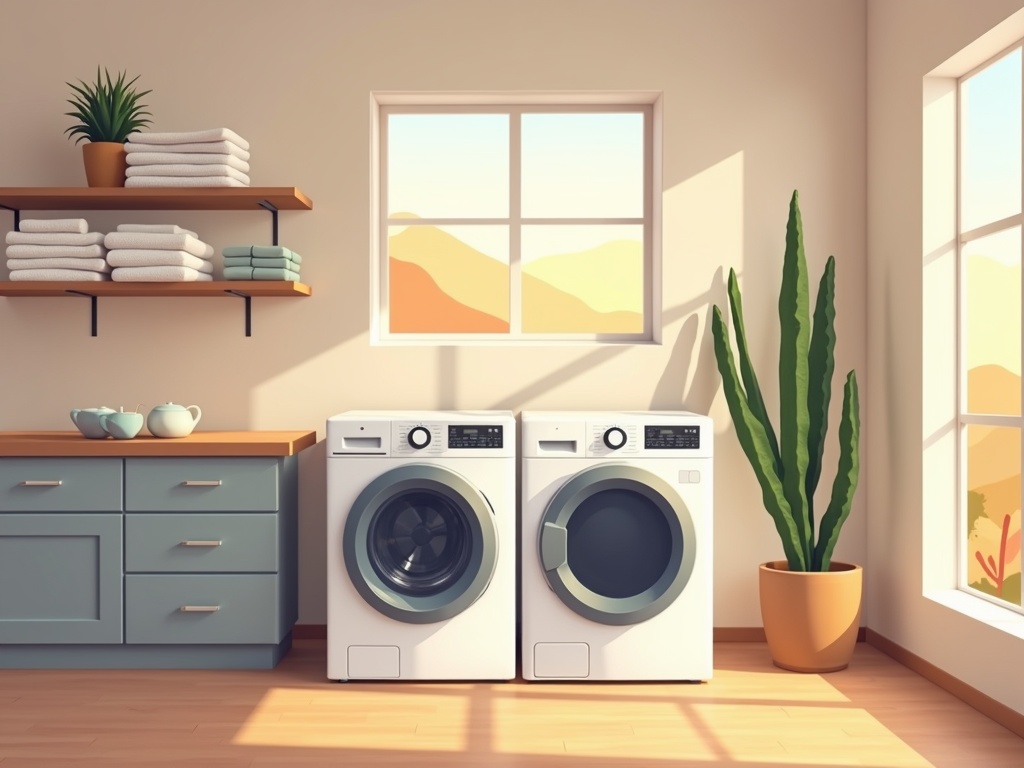 Chandler Heights, AZ A washer and dryer set ready for appliance repair in Chandler Heights AZ in a well-appointed laundry room of a newer Chandler Heights home