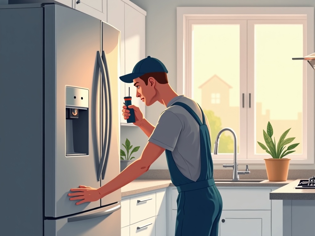 Appliance repair Mesa AZ technician servicing a refrigerator in a Las Sendas neighborhood home