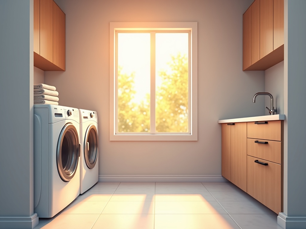A technician performing appliance repair Queen Creek AZ on a front-load washer in a bright modern laundry room in the Bridle Ranch neighborhood