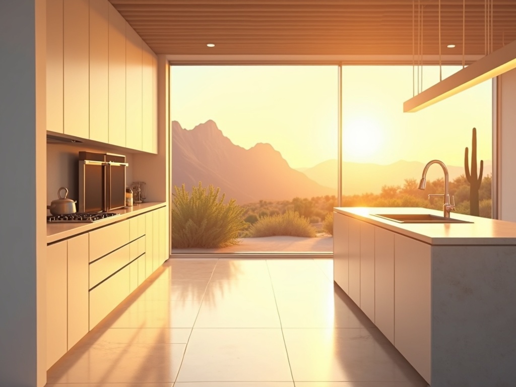 Fountain Hills, AZ A technician performing appliance repair Fountain Hills AZ in a custom hillside home kitchen near FireRock Country Club with McDowell Mountain views