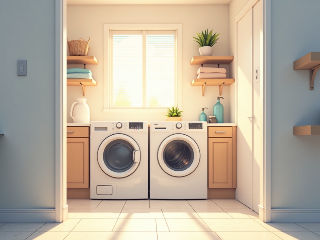 Goodyear, AZ Front-load washer and dryer in a Palm Valley Goodyear AZ home ready for appliance repair in Goodyear AZ by a local technician