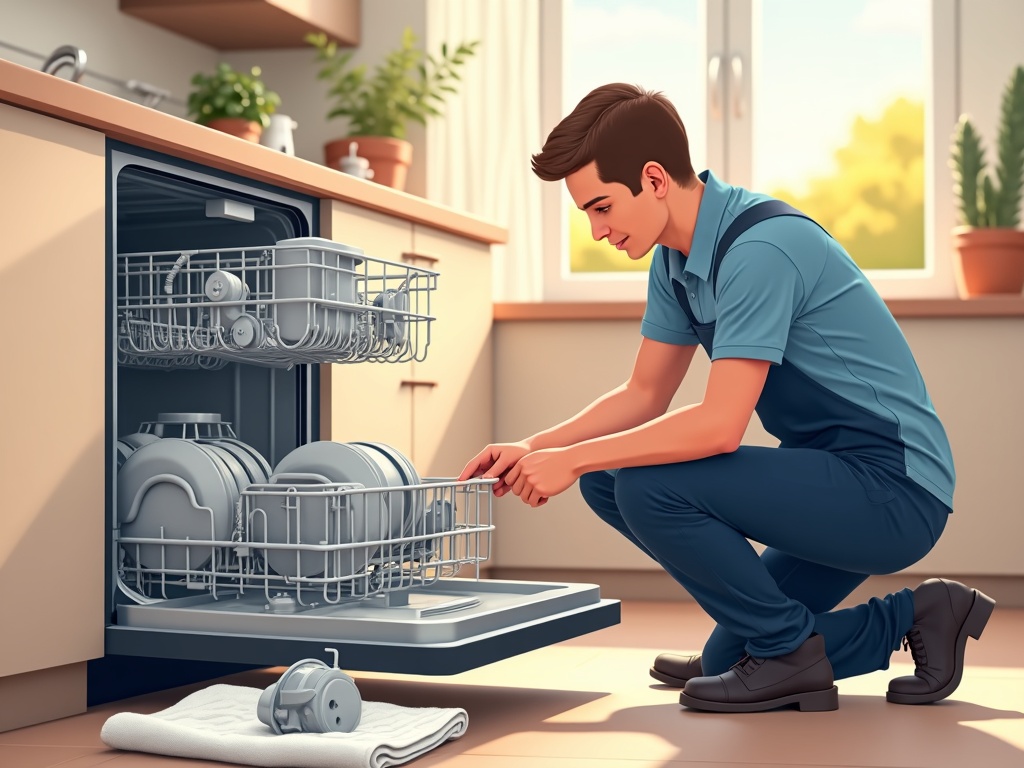Dishwasher Repair Replacement of a dishwasher circulation pump during a professional dishwasher repair service in a Gilbert, Arizona home