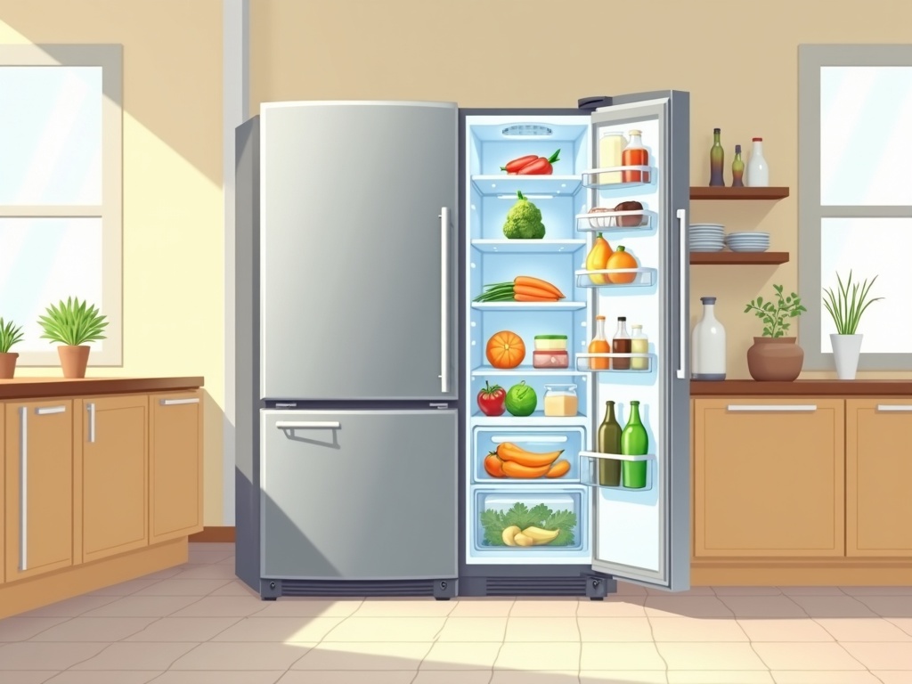 Refrigerator Repair A well-organized refrigerator stocked with fresh food in a Scottsdale home after a successful refrigerator repair by a local appliance technician