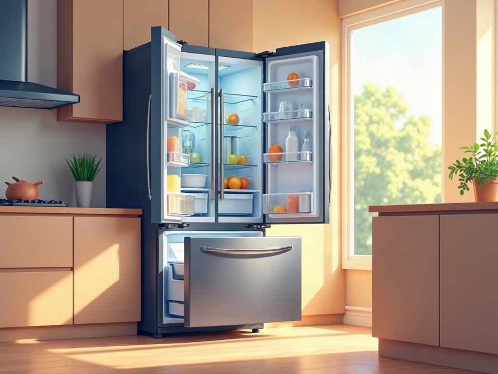 Samsung Refrigerator Ice Maker Problems — What Phoenix Homeowners Keep Running Into Open Samsung refrigerator freezer drawer showing the ice maker assembly — a common source of Samsung refrigerator ice maker problems in Phoenix homes