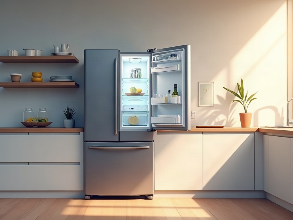 Open Viking refrigerator ice maker compartment showing internal components — a common point of failure in Viking refrigerator ice maker problems
